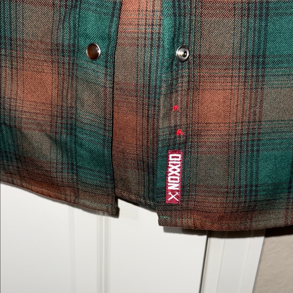 Dixxon Women’s Green and Brown Snap Plaid Shirt - Picture 4 of 6